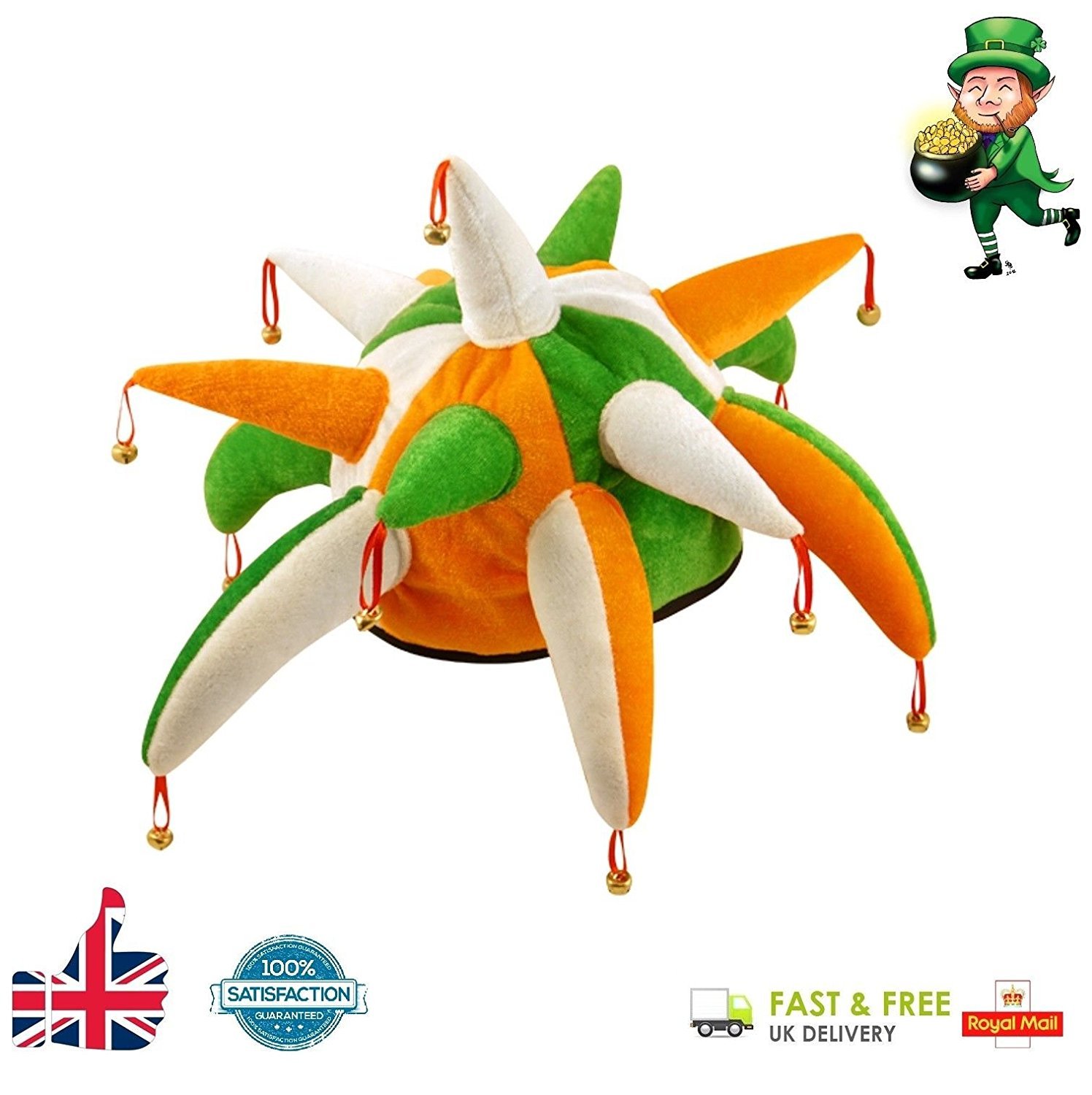 HENBRANDT St Patrick's Day Decoration, Accessories & Costume (Irish Jester Hat with Bells)