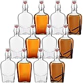 Jinei 12 Pcs Whisky Glass Flask Swing Top Glass Bottles Vanilla Extract Bottles Men Liquor Flask for Homemade Vanilla Extract, Lemoncello, Kombucha, Water Kefirm Apply Christmas Wedding Gifts (8 Oz)
