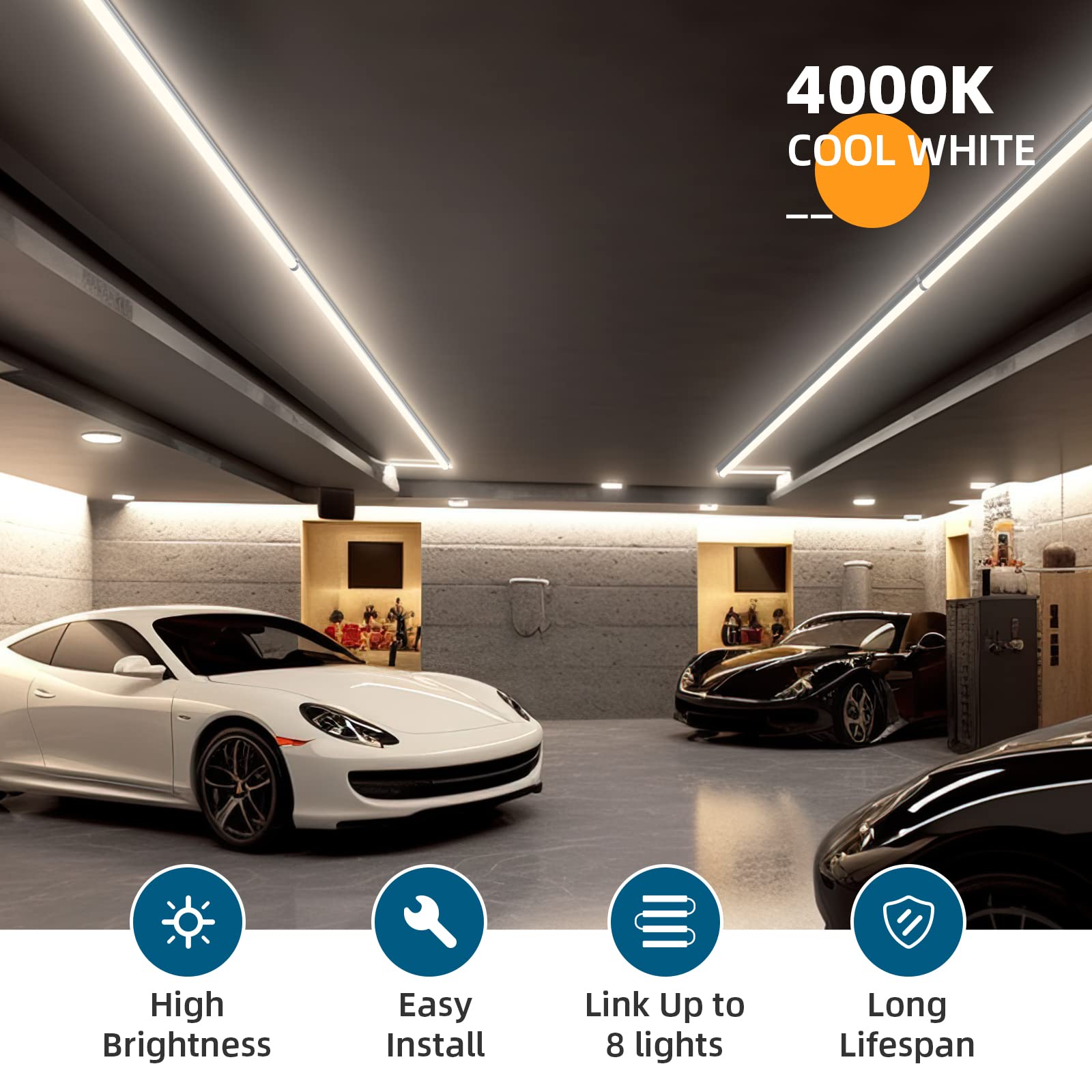 Barrina LED Shop Light 4FT, 2200lm, 4000K Cool White, T5 Led Fixture