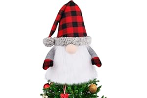 D-FantiX Gnome Christmas Tree Topper, 27.5 Inch Large Swedish Tomte Gnome Christmas Ornaments Santa Gnomes Plush Scandinavian Christmas Decorations Holiday Home Décor with Plaid Hat