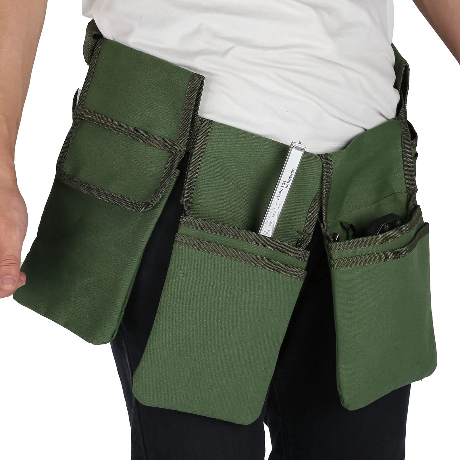 Gardening Tool Belt Bag Adjustable Garden Organizer Bag with 4 Removable Deep Pockets Waist Tool Apron Hanging Pouch Organizer Green for Men Women Cleaning Tool Bag with Pockets for Home