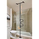 Stander Security Pole and Curve Grab Bar, Elderly Tension Mounted Floor to Ceiling Transfer Pole, Bathroom Safety Assist and 