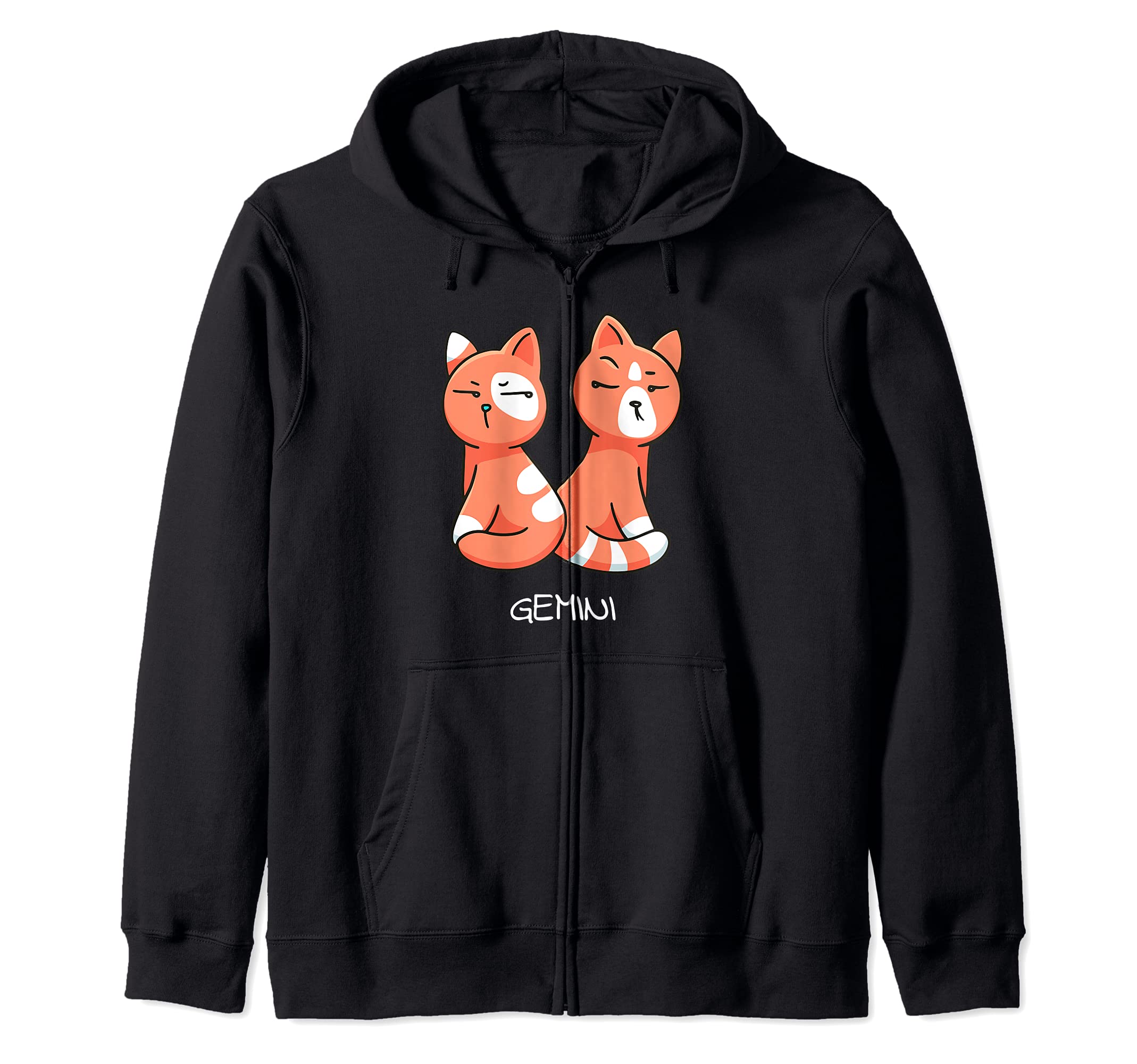 Gemini Cat Zodiac Signs Kawaii Astrology Cats Horoscope Zip Hoodie