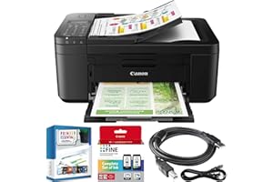 Canon PIXMA TR4720 All-in-One Wireless Printer with Auto Document Feeder, Mobile Printing, Copy, Fax and Scanner Black 5074C002 Bundle with DGE USB Connection Cable + Small Business Software Kit