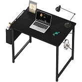 DUMOS 31" Small Computer Desk Home Office Desk, Gaming Desks, Deep Black | Work Table, Writing Study Workstation, Reinforcement Structure, Simple Modern, Bedroom