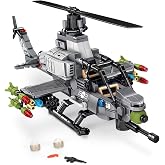 AH-1 Cobra Attack Helicopter Building Set, Compatible with Lego, 512+pcs | Detailed AH-1 Cobra with moving parts and a stable 13.3-inch display size for military and aviation fans. 512+ pieces.