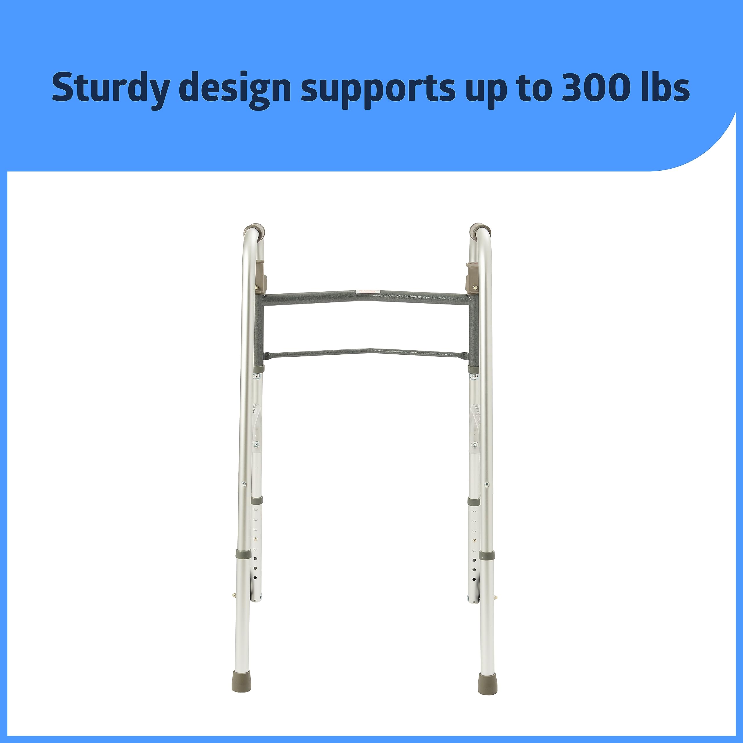 Medline Folding Paddle Walker – Comfortable, Maneuverable, for Injury, Moderate Weight Support Suited for Adults & Seniors