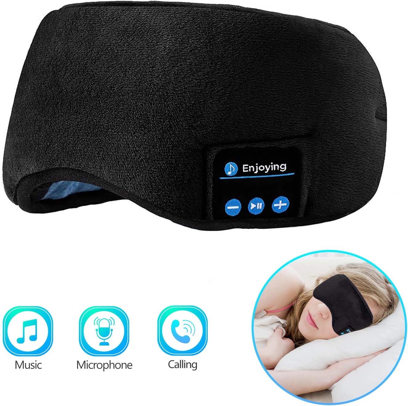 Bluetooth Sleeping Eye Mask Sleep Headphones, Joseche Wireless