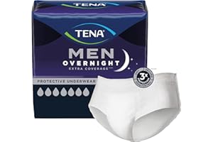 Tena Men Overnight Extra Coverage Incontinence Underwear, Masculine and Discreet, S/M, 56 Count (Waist Size 34in-50in)