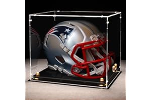 HYzgb Football Helmet Display Case Full Size with Black Base Clear Acrylic Helmet Case with Mirror Back UV Protection Showcase for Basketball Sports Memorabilia Display (Watch The Video to Install)