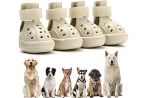 UGRASEA Dog Shoes for Hot Pavement,Non-Slip Waterproof Breathable Easy to Clean Put On and Take Off Dog Boots,Paw Protector for Hot Summer Roads Winter Snow (Beige, Size 5:(2.56"x1.97")(L*W))