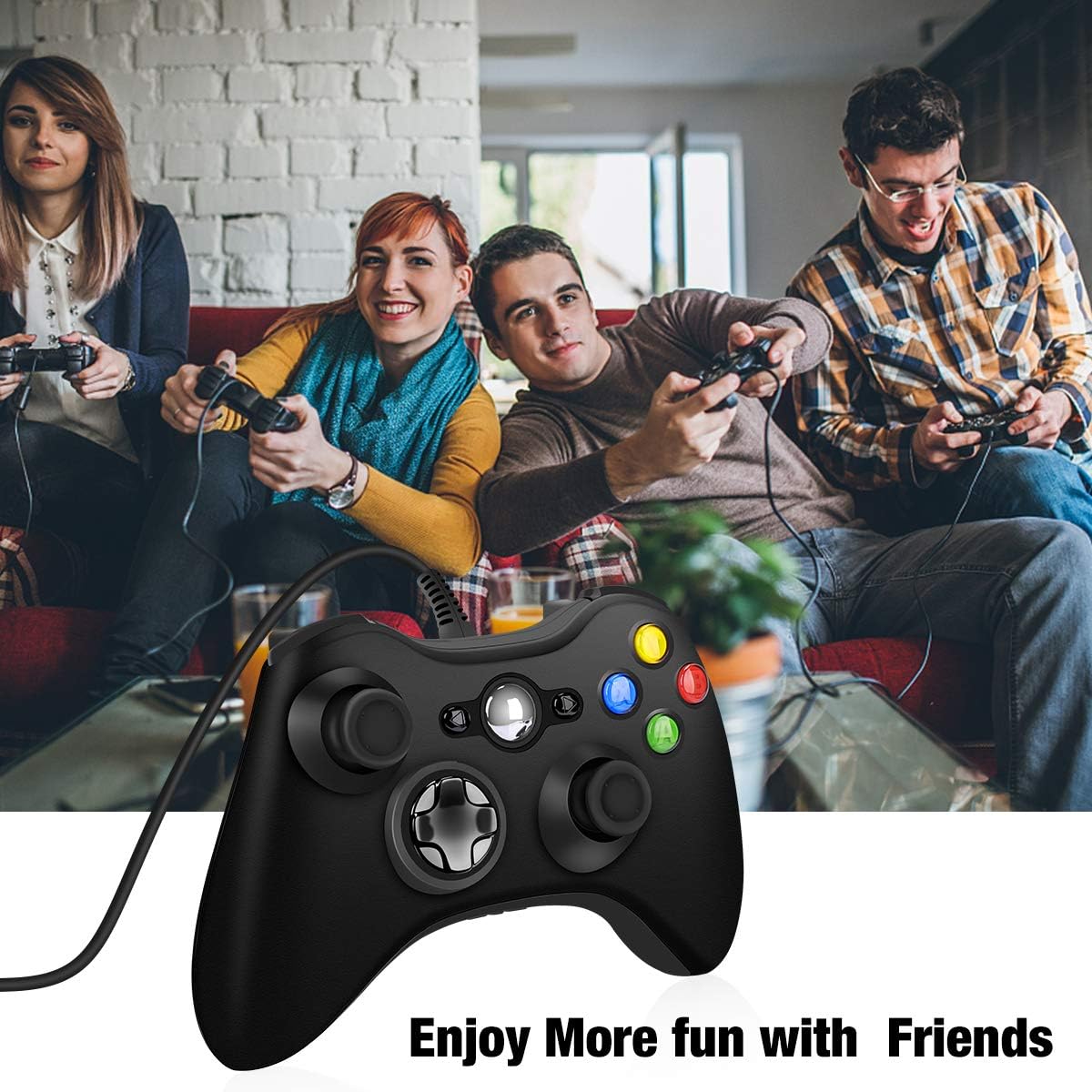 Xbox 360 Wired Game Controller, YAEYE USB Wired Gamepad Controller for Microsoft Xbox 360, PC Windows 7,8,10 with Dual-Vibration Turbo, Trigger Buttons (Black): Electronics