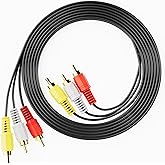 Eanetf RCA Cables, 3RCA Cable Audio Video 24K Gold Plated Connecting Audio Video Components AV Male to Male Cable for Home Th