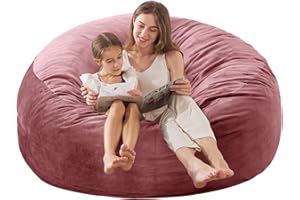 EDUJIN Large Bean Bag Chair for Adults/Kids with Filling, 3 ft Memory Foam Bean Bag Chairs with Filler Included, Ultra Soft Dutch Velvet Fabric, Bean Bag for Living Room - 3 Foot,Pink
