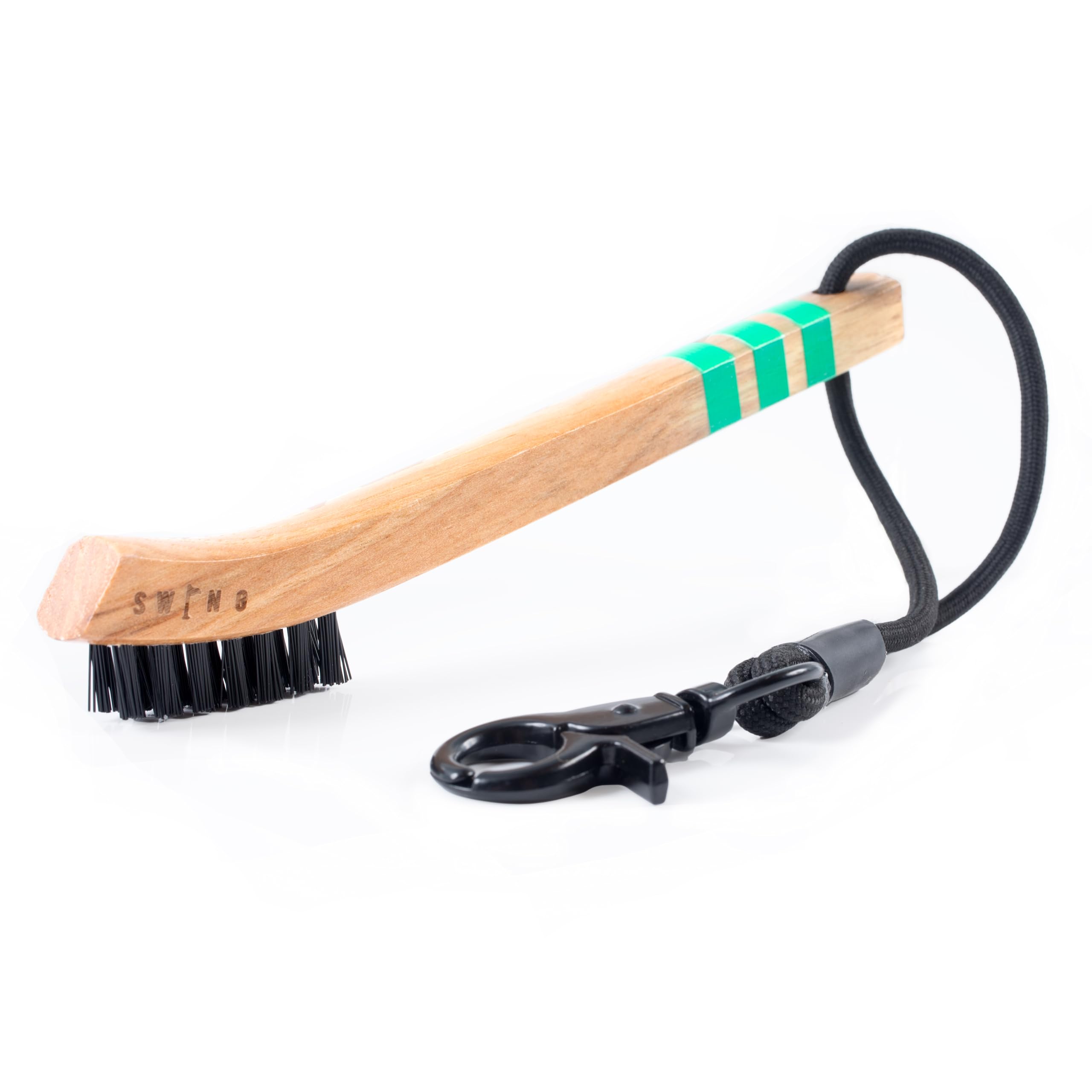 Green Swing Hickory Golf Brush | Wooden Groove Cleaner | Clip to Bag | Great Golf Gift