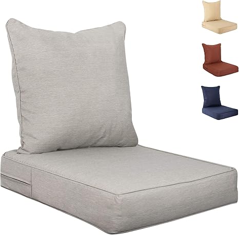 Amazon Com Deep Seat Patio Seat And Back Cushions Outdoor Indoor Armchair Cushions Replacement Cushions For Patio Furniture Grey 2 Piece Set Kitchen Dining
