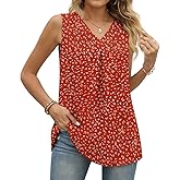 Anyally Women's Summer Sleeveless Chiffon Tunic Tank Tops Dressy Casual Blouse Loose V Neck Work Shirts