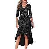 BeryLove Sequin Formal Cocktail Wedding Guest Dress Prom Sparkly Party Evening Gowns Ruffle Hi Low Midi Dresses