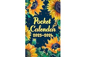 2025-2026 Pocket Calendar: Simplify Your Schedule with Our Clear and Easy-to-Read Two Year Sunflowers Monthly Pocket Planner 2025-2026 for purse