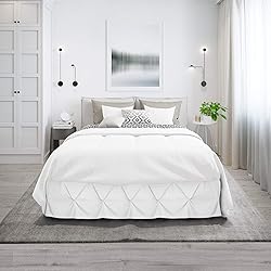 Nestl White Bed Skirt King Size, Pinch Pleat King
