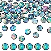 BENECREAT 70Pcs Abalone Shell Round Cabochons, 6mm Flat Round Shell Cabochon Beads for DIY Craft Anklet Necklace Bracelet Findings Making, 3.5mm Thick