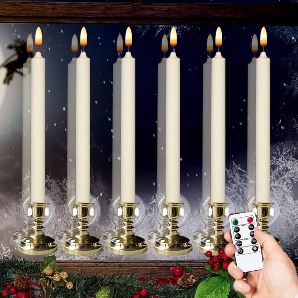Lighting - Flameless Window Candles with Timer & Remote, 10