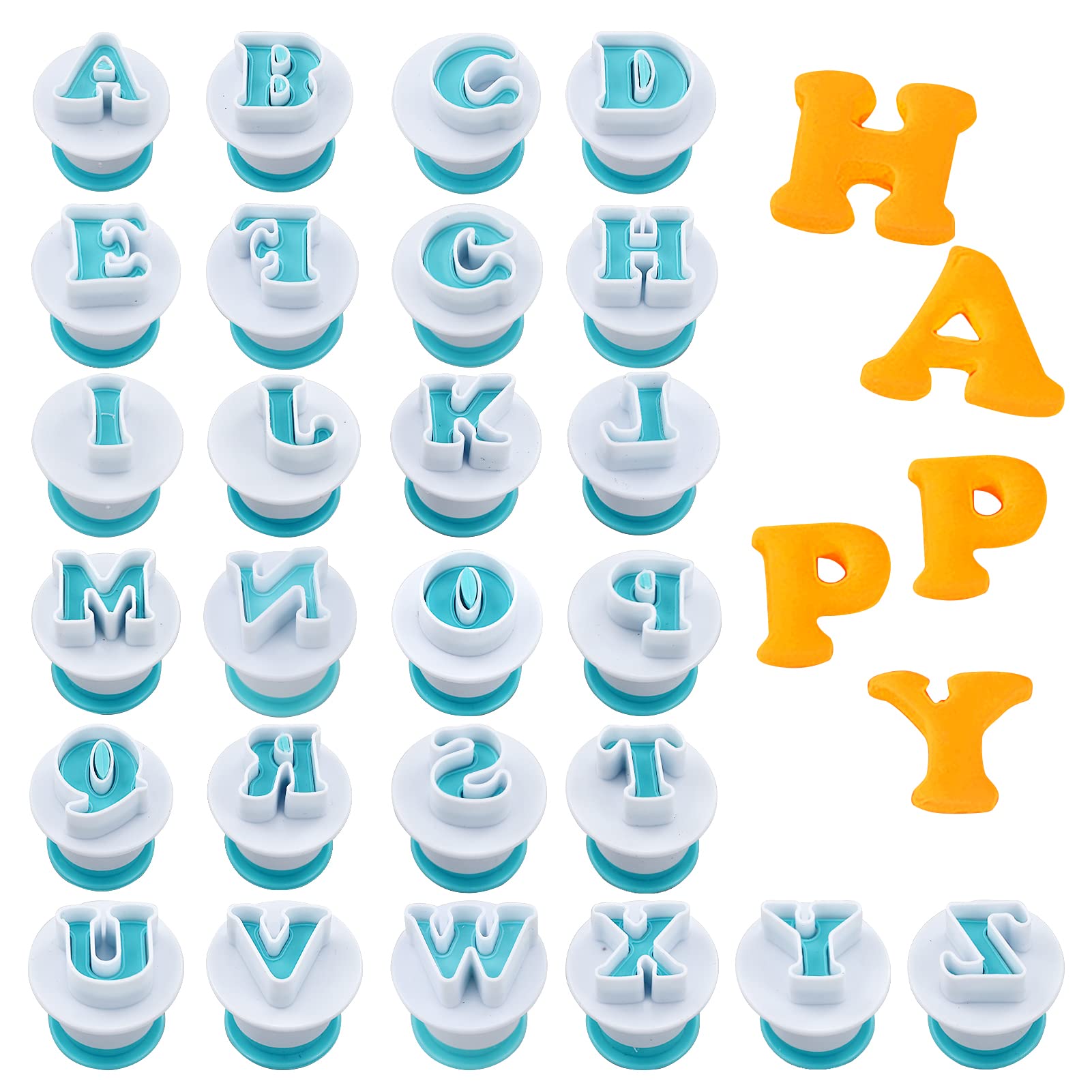 26 Pieces Alphabet Cookie Cutter Icing Letter Cutters Fondant Cake Decorating Cutter Biscuits Embosser Baking Mold for Wedding Birthday Christmas Baby Shower Party Cake Decoration