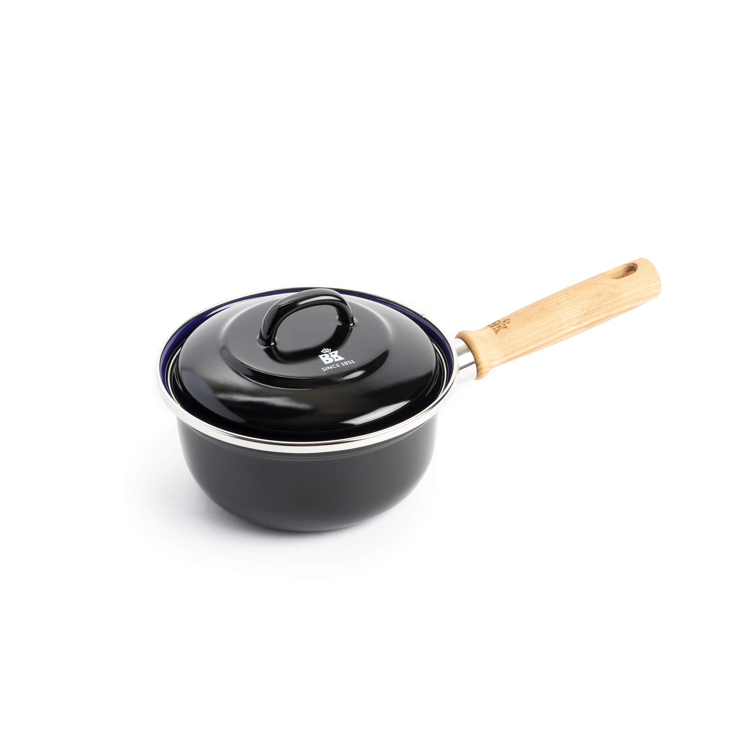 BK Indigo Dutch Heritage Enamelled Saucepan with Lid with PFAS-Free Ceramic Non-Stick Coating, 16 cm/1.2 Litre, Induction, Dishwasher Safe, Oven Safe, Black โ image 1