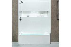 WOODBRIDGE 60” x 32” Four-Piece Direct-to-Stud Alcove Tub Surround with Left-Drain Hole Soaking Bathtub Combo in White