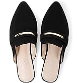 MUSSHOE Comfortable Work Women's Mules - Casual Slip on Black Suede Backless Loafers-Office Business Teacher Dressy Flats 2025 for Professional​ Women