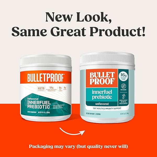BULLETPROOF INNERFUEL PREBIOTIC FIBER POWDER, UNFLAVORED, 16G FIBER, PLANT-SOURCED, NON-GMO & THIRD-PARTY TESTED, SUPPORTS GUT & DIGESTIVE HEALTH, 0G SUGAR, 13.4 OZ