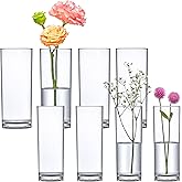 Amazing Abby - Viola Minuto - Plastic Cylinder Vases (8-Piece Set), Acrylic Flower Vases for Wedding Centerpieces, Home Decorations, Office Ornaments, Shatter-Proof, 6" + 7" (H) (Not Glass)