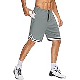 JWM Men's 9" Long Basketball Shorts - Below Knee Mesh Athletic Gym Workout Sport with Zip Pockets Quick Dry Lightweight Grey