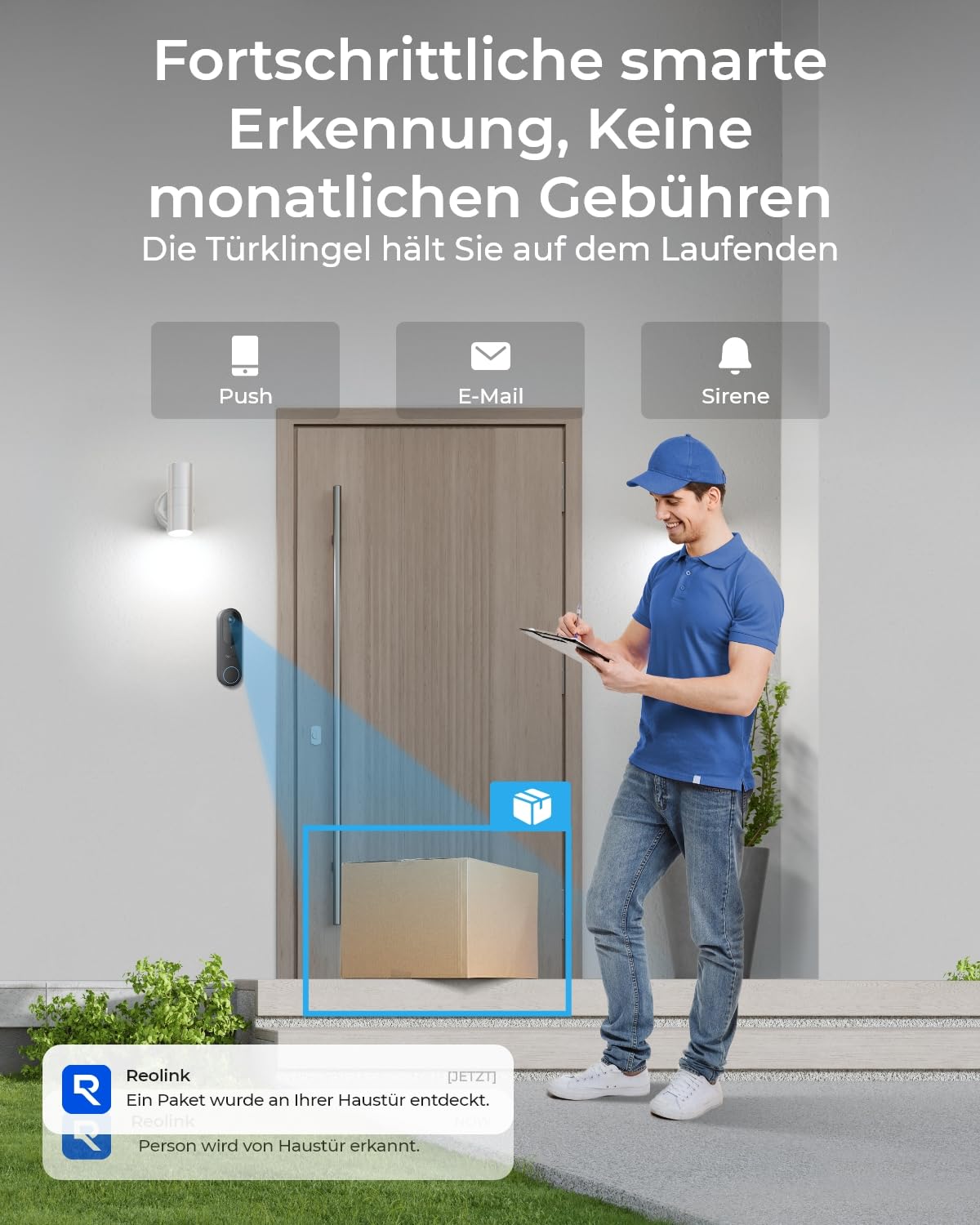 Reolink Video Doorbell, 2K Akku Türklingel mit Cam, 1:1 Kopf-bis-Fuß-Sicht 2
