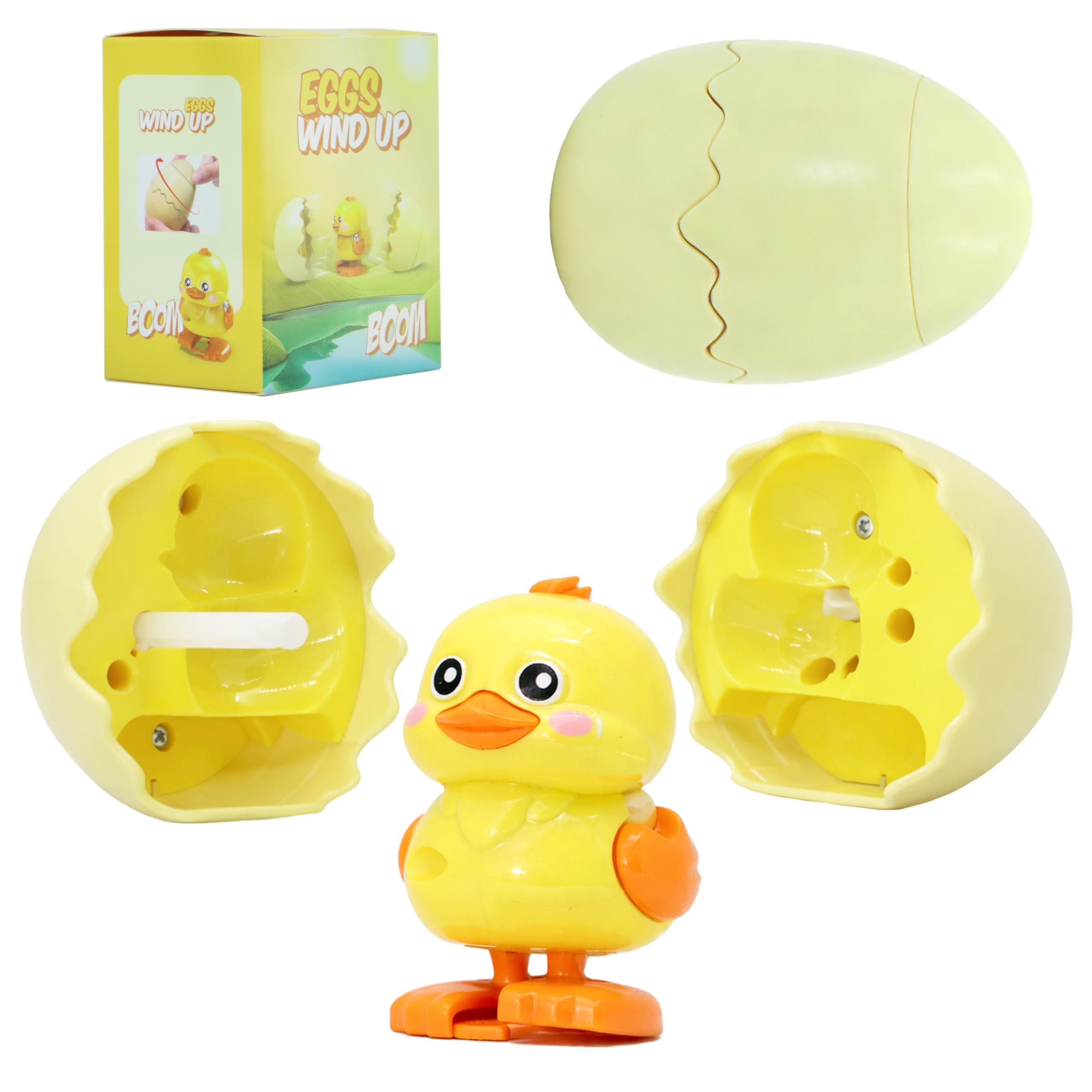 Wind-Up Dinosaur Egg Hatching Toy, Rotate the Egg to Hatch a Walking Animal, Reusable Clockwork Fun Animal Toy for Boys and Girls, Ideal Gift for Birthdays, Holidays, and Easter (Duck)
