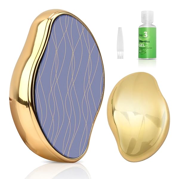 UPGRADED NANO CRYSTAL HAIR ERASER FOR WOMEN AND MEN, MAGIC CRYSTAL HAIR REMOVER DEVICE WITH GENTLE SKIN EXFOLIATION EASY TO USE WORKS FOR ARMS, BACK & LEGS (GOLD)