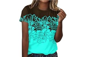 FLOLEO Womens Summer Tops Sunflower Graphic T Shirt Boho Floral Print Blouse Trendy Vacation Tops Relaxed Fit Basic T Shirts