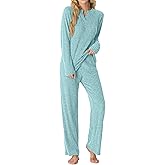 PrinStory Womens Pajama Sets Pajamas Fall Winter Long Sleeve Lounge Set Two Piece Soft Pjs
