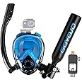 GOYOJO Lung Tank Sub Mask- Mini Scuba Tank and Snorkel Mask Combo, 0.5L Portable Scuba Gear with 6-10 Mins of Underwater Breathing, Underwater Breath System
