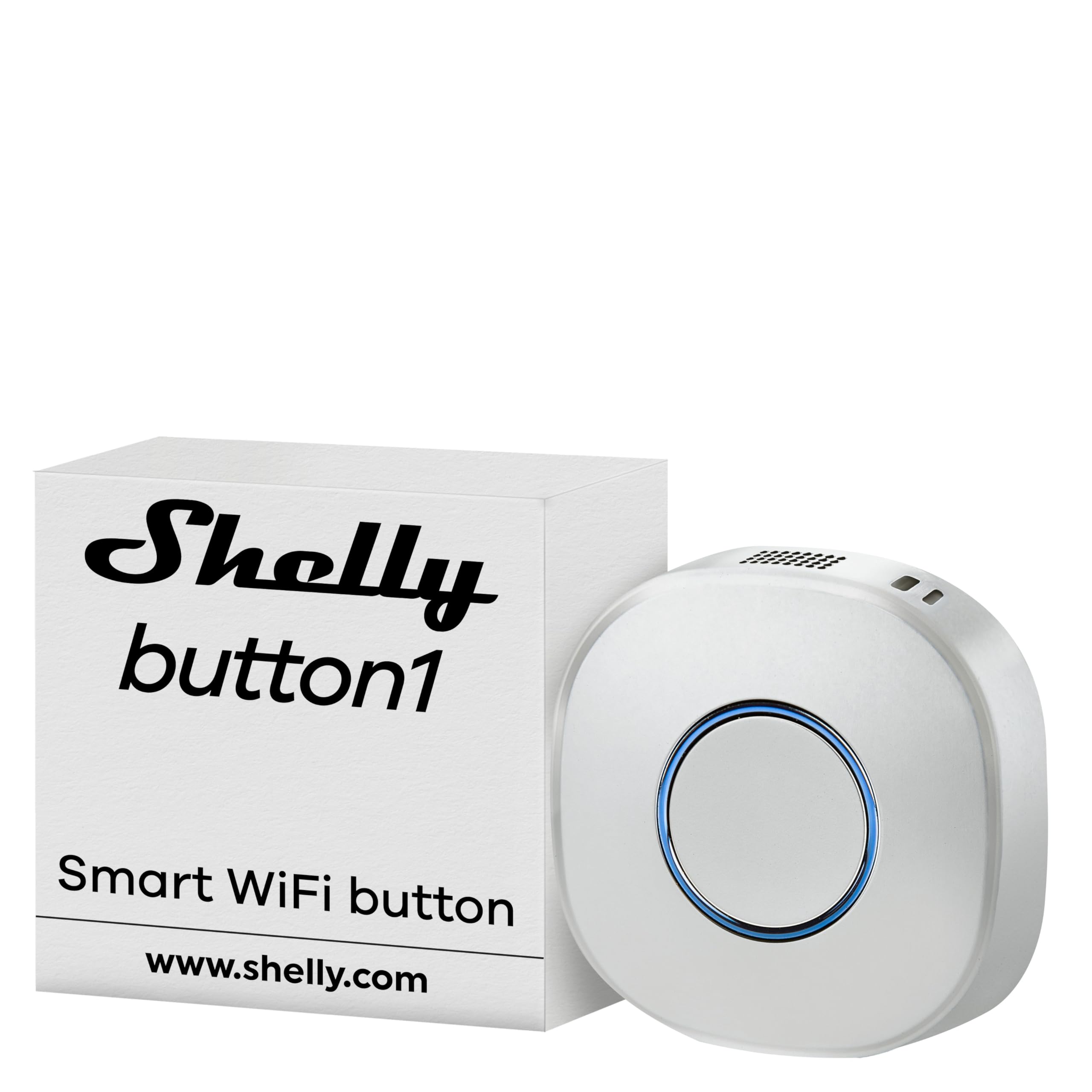 Shelly Button 1 White | Wi-Fi Action and Scenes Activation Button | Home Automation | iOS Android App | LED Indication | Remotely Control and Activate/Deactivate Different Devices | Control Lights