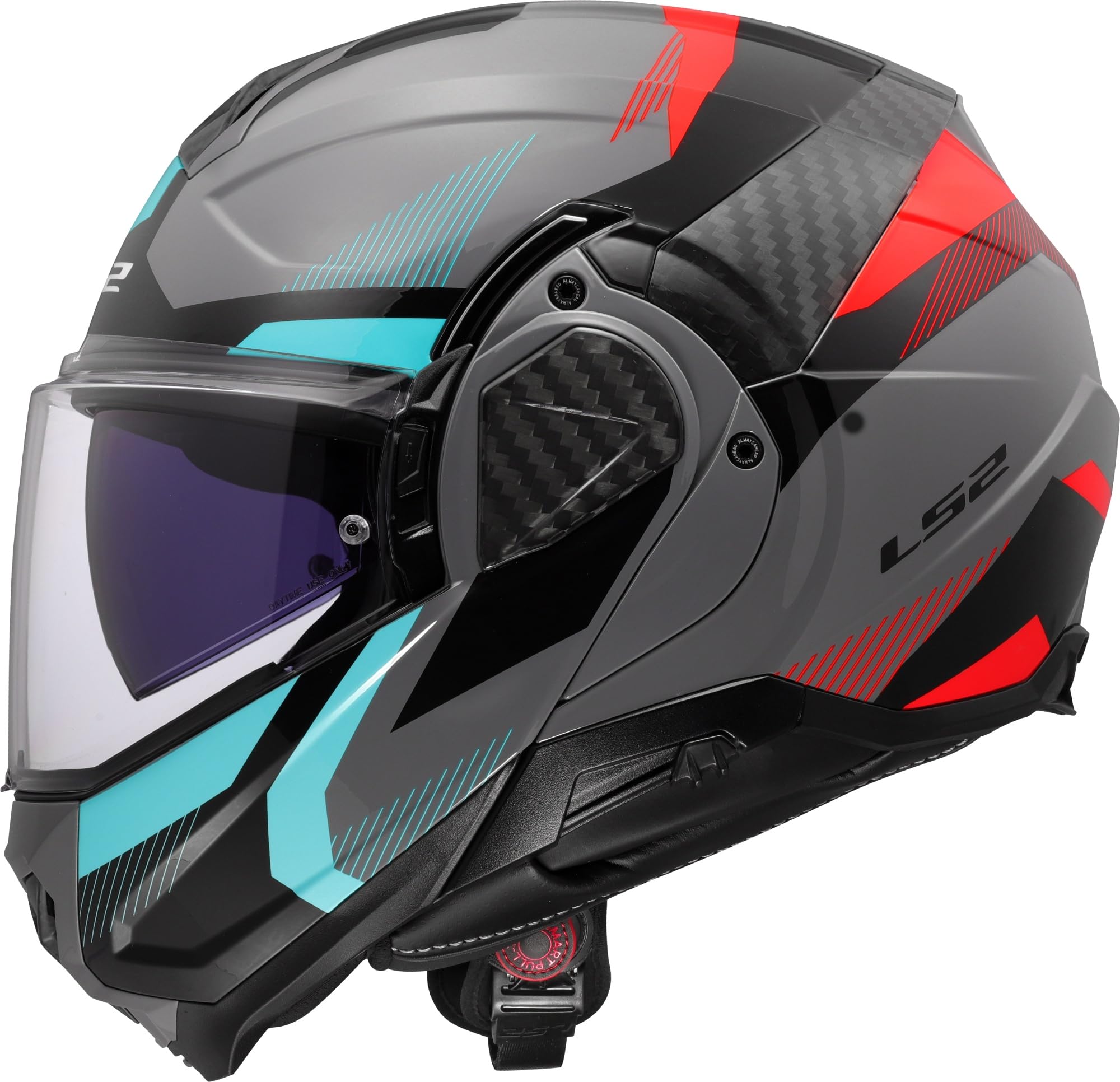 LS2, Modularer Motorradhelm ADVANT II TRIPLE Nardo Grey Blue Red, XS