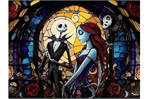 KICHANG Halloween Diamond Painting Diamond Art Kits for Adults,Jack and Sally Diamond Art,5D Diamond Painting Accessories Diamond Art Kits,Round Full Drill Diamond Art Kits-Home Decor&Gift-15.7x19.6in
