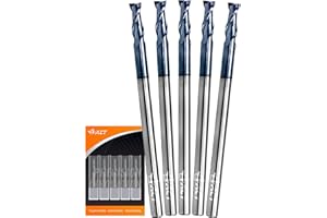 A ACT ACCU-CUT ACCUCUT I2KES 2 Flute 1/8” Carbide Square End Mill - Milling Bit Set for Aluminum, Steel, Copper, Plastic & Alloys - 35 Degree Helix, AlTiN Coating CNC Router Bit (5 pcs)