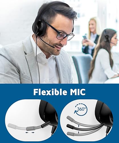 USB Headset with Microphone for PC, in-Line Control Headphones
