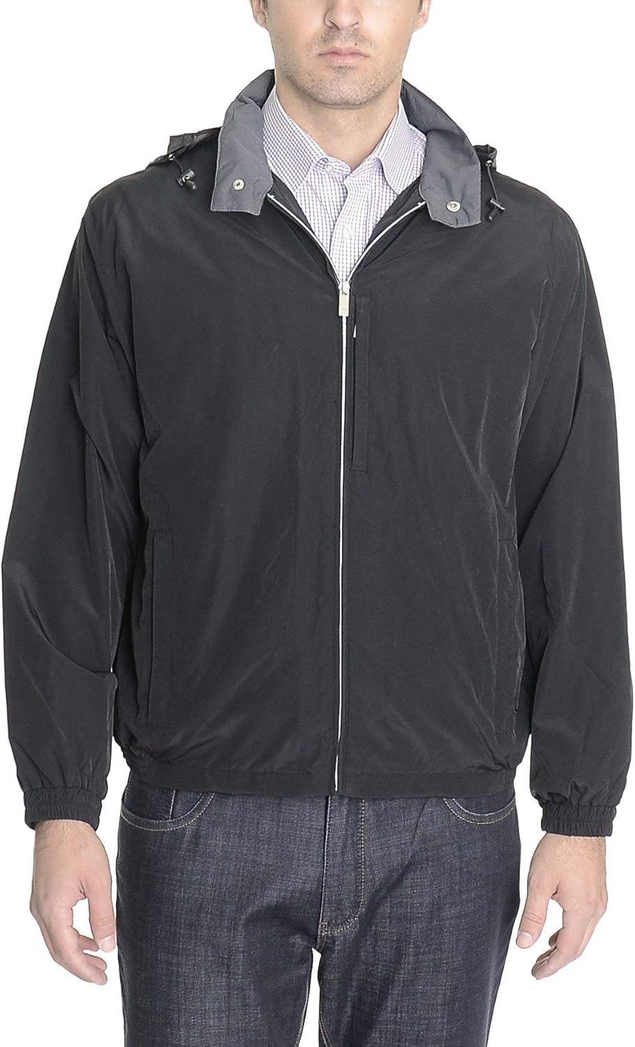 Black lightweight jacket with hood Clearance