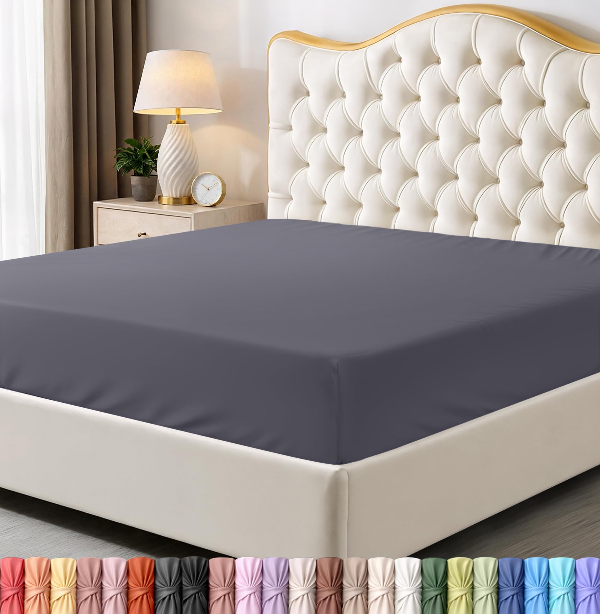 Utopia Bedding King Fitted Sheet - Bottom Sheet - Deep Pocket - Soft Microfiber -Shrinkage and Fade Resistant-Easy Care -1 Fitted Sheet Only (Grey) — image 1