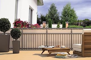 CV Balkon-Sichtschutz Balkon-Verkleidung Balkonumspannung Balkon-Windschutz Creme beige 24 m Kordel Maße: 600 x 90 cm Polyester