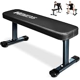 HEMERIS Flat Weight Bench, 2.4 Inch Thick Pad Workout Bench 660 LBS Bench Press Exercise Equipment for Home Gym Strength Weight Training