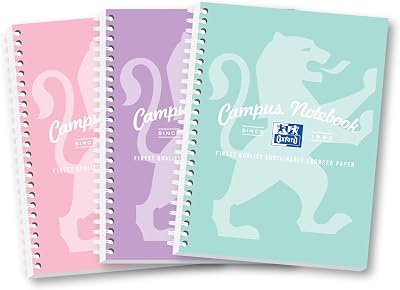 Oxford Campus A5 Notebook 3 Pack 140 Pages 8 mm ruled Optik Paper+