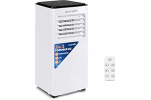 SereneLife 8000 BTU Portable Air Conditioner, 3-in-1 Compact Standing Air Conditioner for Room Up to 350 Sq. Ft., Floor AC Unit with LCD Remote Control, Auto Mode, Low Noise with Wrapped Compressor